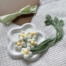 Handgemaakte boekenlegger - Wit/groen