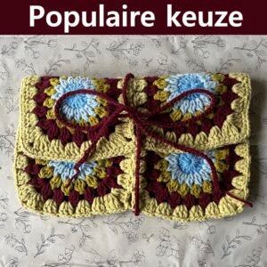 Gehaakte Boekcover - Geel/Rood/Blauw