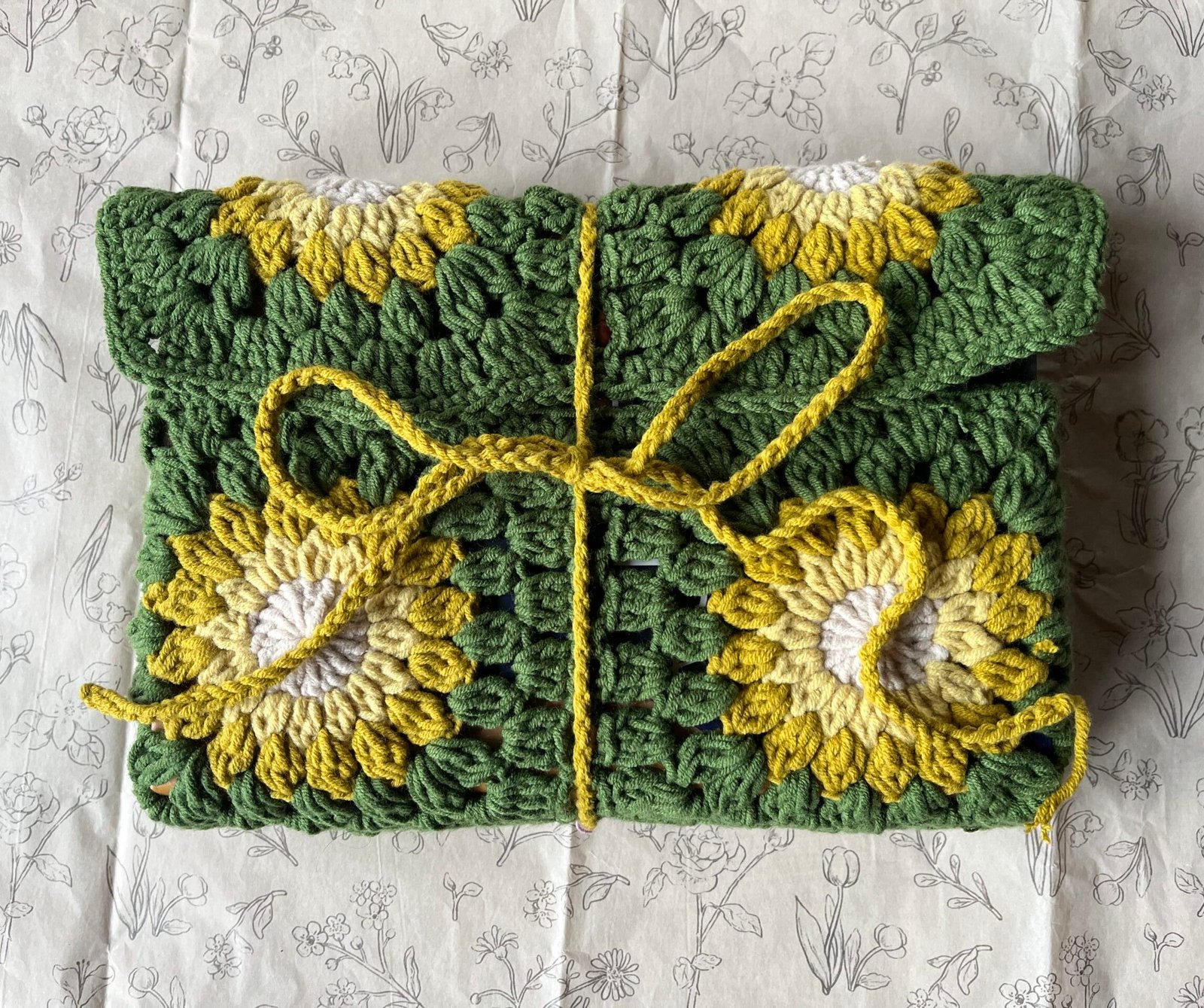 Gehaakte Boekcover - Groen/Geel/Wit - Afbeelding 4