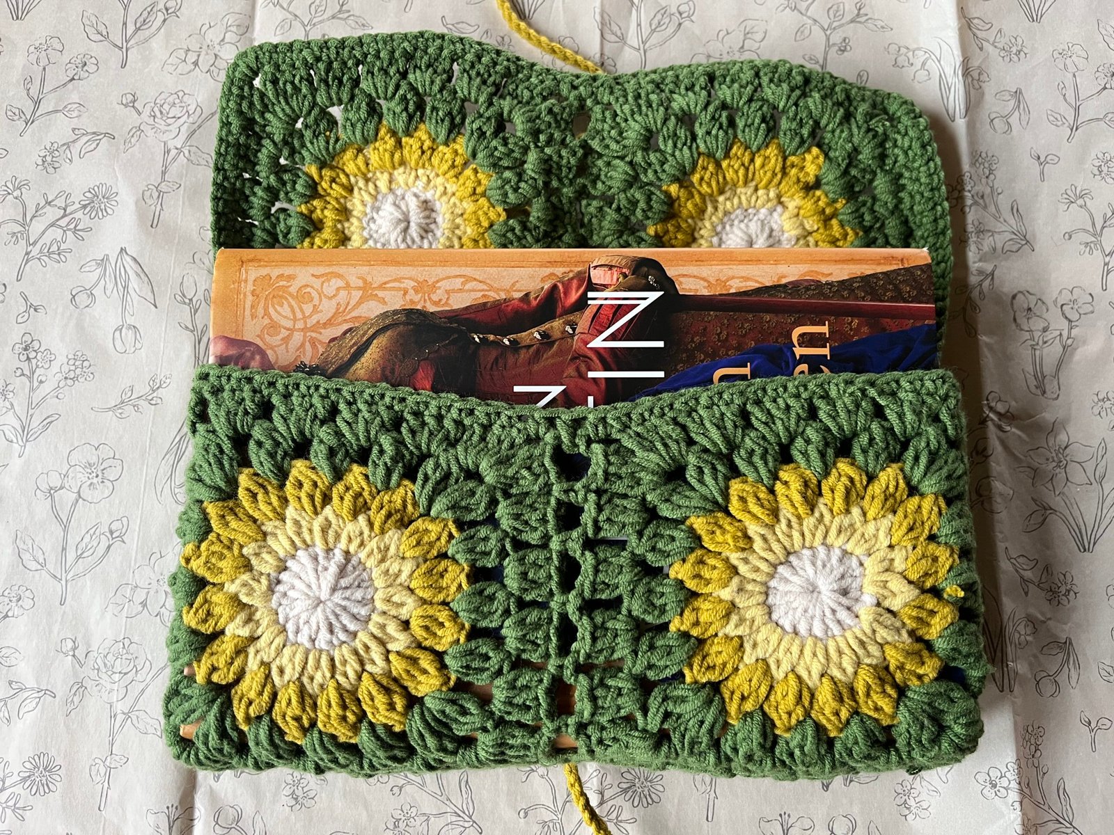 Gehaakte Boekcover - Groen/Geel/Wit - Afbeelding 3