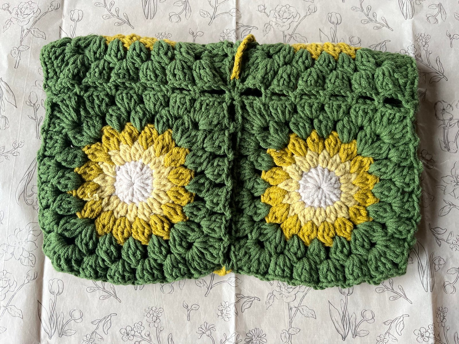 Gehaakte Boekcover - Groen/Geel/Wit - Afbeelding 2