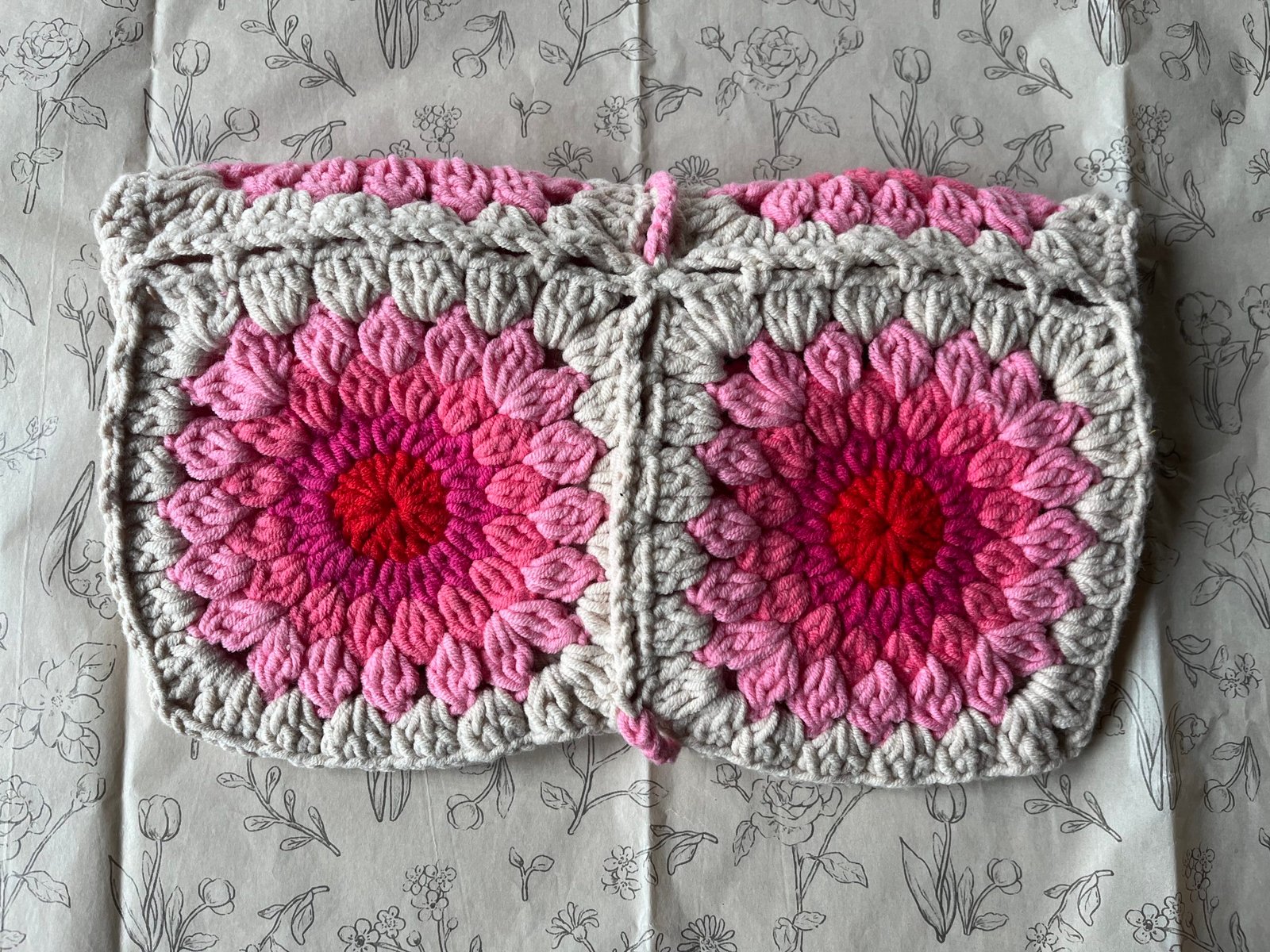 Gehaakte Boekcover - Grijs/Roze/Rood - Afbeelding 2