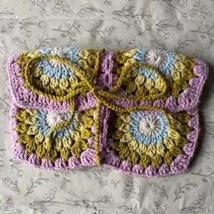 Gehaakte Boekcover - Roze/Groen/Wit