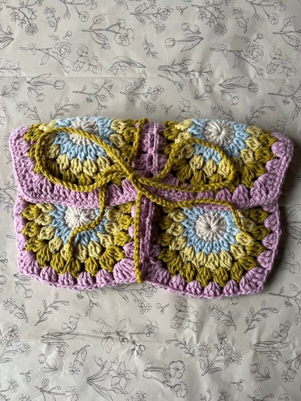 Gehaakte Boekcover - Roze/Groen/Wit