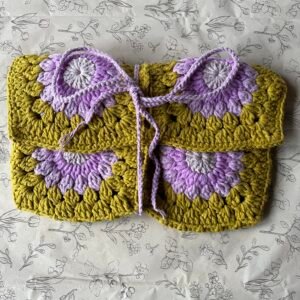 Gehaakte Boekcover - Groen/Paars/Wit