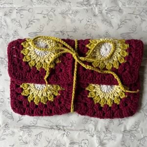 Gehaakte Boekcover - Rood/Geel/Wit